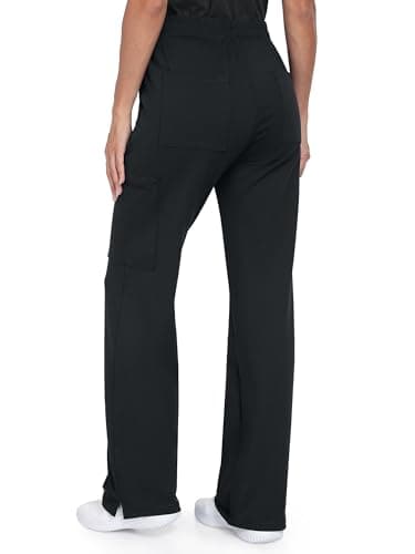 Tapata Wide Leg Scrub Pants for Women - 28/30/32/34 Inseam High Rise Straight Leg Yoga Scrub Uniform Pants with 7 Pockets, 34", Large, Black — view 7