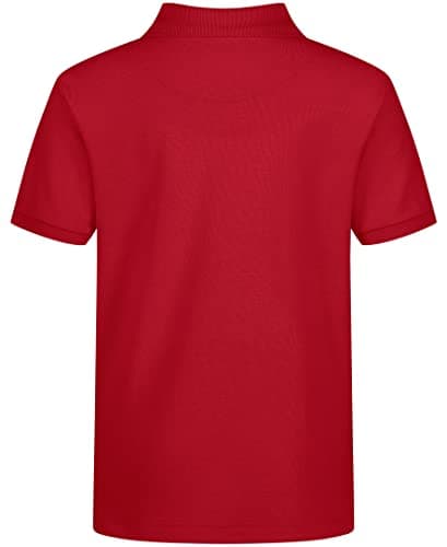 Nautica Boys' School Uniform Short Sleeve Pique Polo, Red, 4T
