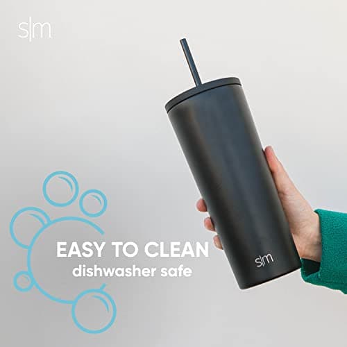 Simple Modern Insulated Tumbler with Straw and Lid | Iced Coffee Cup Reusable Stainless Steel Water Bottle Travel Mug | Gifts for Women & Men | Classic Collection | 24oz | Winter White — view 5