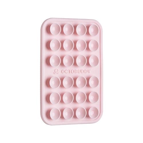OCTOBUDDY - Silicone Suction Phone Case Adhesive Mount - Hands-Free, Strong Grip Holder for Selfies and Videos - Durable, Easy to Use - iPhone and Android Compatible - 2.25″ x 3.25″, Chalk Pink