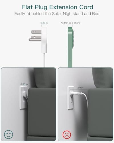 Addtam Power Bars with Surge Protector, 5FT Flat Extension Cord with Multiple Outlets, Power Strip with 4 USB Ports (2 USB C), 4 Wide Outlets Charging Station for Home Office Dorm Room Essentials — view 4