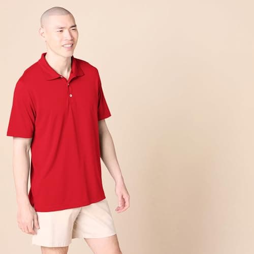 Amazon Essentials Men's Men's Regular-fit Quick-Dry Golf Polo Shirt Shirt, -Red, X-Large — view 5