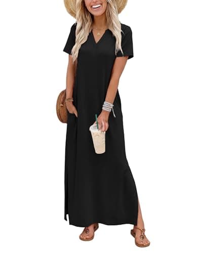 OFEEFAN Summer Dresses for Women 2026 Elegant Classy Graduation Outfits Maxi Sundresses Spring Clothing Wedding Guest Holiday Party Black XL