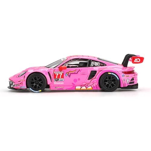 Diecast Model Car Compatible for Porsche 911 GT3 R #77 AO Racing 2024 IMSA Road America (Pink) Limited Edition Mini GT 1:64 Scale Blister Pack MGT01052 — view 2