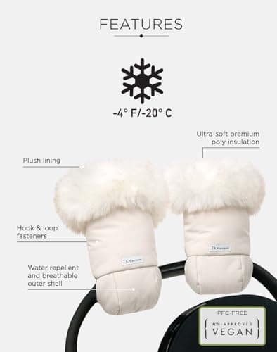 7AM Enfant Stroller Warmmuffs Gloves - Anti-Freeze Stroller Mittens for Handlebars, Water Repellent Hand Warmer Muff for Cold Weather, Plush Lined Stroller Warmmuffs | Winter Stroller Accessories — view 2
