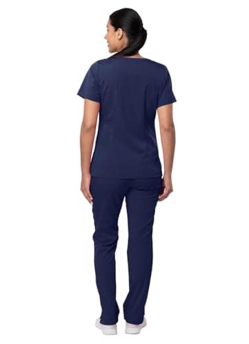 Adar Pro Breakthrough Plus Scrub Set For Women - Enhanced V-Neck Top & Multi Pocket Pants - 4400 - Navy - M