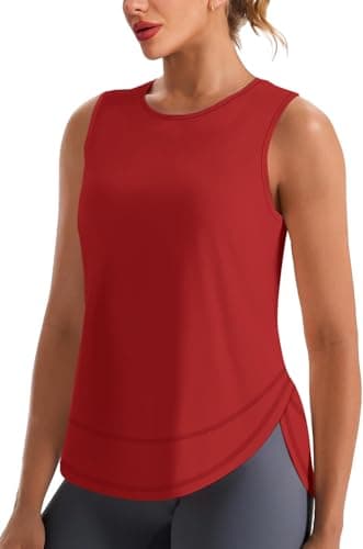 Jescakoo Sleeveless Tops for Women Athletic Tennis Yoga Shirt Ladies Quick Dry Summer Workout Tank Tops Red Tops XL