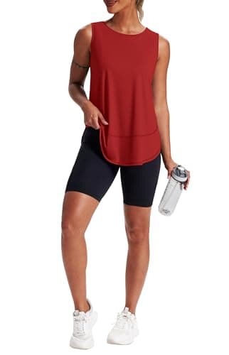 Jescakoo Sleeveless Tops for Women Athletic Tennis Yoga Shirt Ladies Quick Dry Summer Workout Tank Tops Red Tops XL — view 2