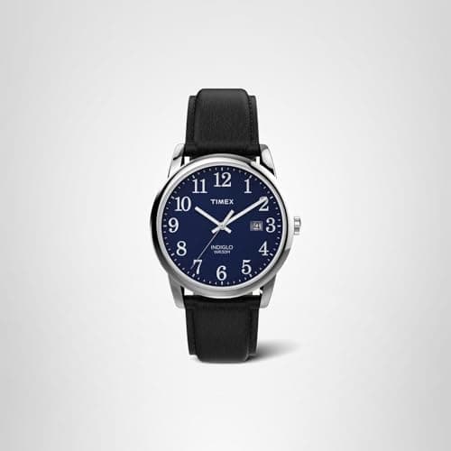 Timex Men's Easy Reader 38mm Watch – Silver-Tone Case Blue Dial with Black Leather Strap — view 5