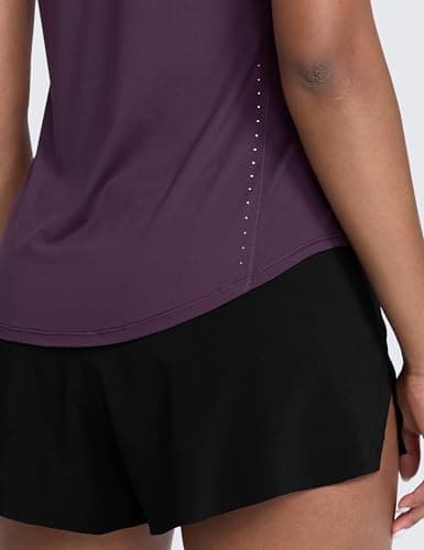 CRZ YOGA Lightweight Tank Top for Women Racerback Sleeveless Workout Tops High Neck Athletic Running Shirts Deep Crocus Violet Medium — view 2