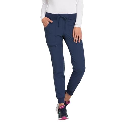 HeartSoul Jogger Scrub Pants for Women, Break On Through Stretch Fabric HS030, Navy, Medium
