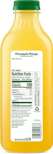 Tropicana Refreshers Pineapple Mango Juice Drink, with Real Fruit Juice, 46 fl oz Bottle