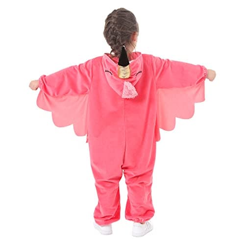 Unisex Flamingo Onesie Costume Kids, Plush Hooded Animal Jumpsuit, Halloween Christmas Party Dress Up Boys & Girls (S) — view 4