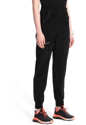 Infinity Women's Scrub Jogger Pants Mid Rise Bottoms with 5 Pockets, Moisture Wicking & 360° Stretch Fabric - CK110A, M, Black — view 6