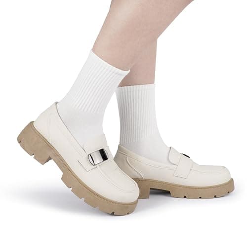 BomKinta 12 Pairs Women Casual Calf Socks - Cute Cotton Crew Socks - Soft Above Ankle Sock Gifts All White Size 5-10 — view 5