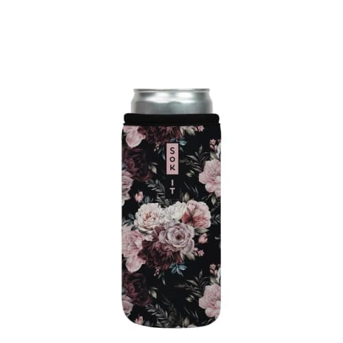 Sok It CanSok Sleeve for Beer & Soda Insulated Neoprene Cover (Bloom at Night, 12oz Slim Can Sleeve)