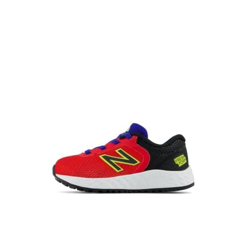 New Balance Kid's Fresh Foam Arishi V2 Bungee Running Shoe, Neo Flame/Black/Lemonade, 5 Toddler