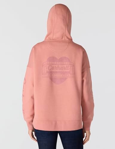 Carhartt Women's Oversized-fit Midweight Hooded Heart Graphic Sweatshirt, Rose Tint, X-Large — view 2