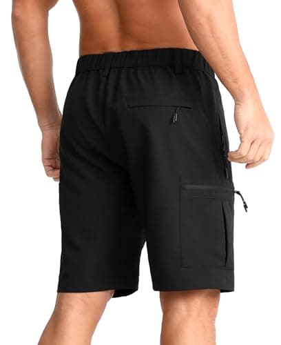 zeetoo Mens Cargo Shorts with Multi Zipper Pockets,Lightweight Stretch Quick Dry Hiking Shorts for Men,9'' Casual Shorts for Golf Black L — view 3