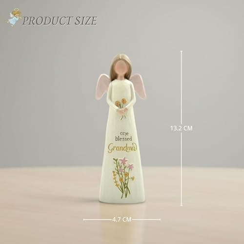 One Blessed Grandma Angel Figurine, Floral Resin Angel Statue for Grandma, Sweet Grandmother Gift, Shelf & Tabletop Angel Home Decor, 13.2 cm — view 4