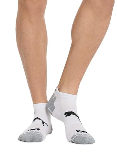 PUMA Men's 8 Pack Low Cut Socks, White/Grey, 10-13