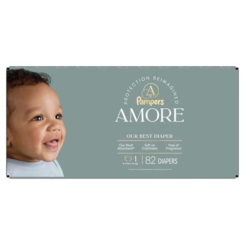 Pampers Amore, Size 1 (8-14 lbs), 82 Count, Our Best Diaper – Hypoallergenic & Fragrance Free, Up to 100% Leakproof, Soft as Cashmere — view 15