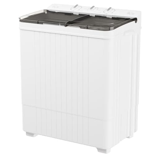 Omelaza Portable Washing Machine, Twin Tub 28 Lbs Capacity Laundry, Mini Compact Washer and Spin Dryer Combo with Spin Cycle for Home, RVs, Apartment, Grey