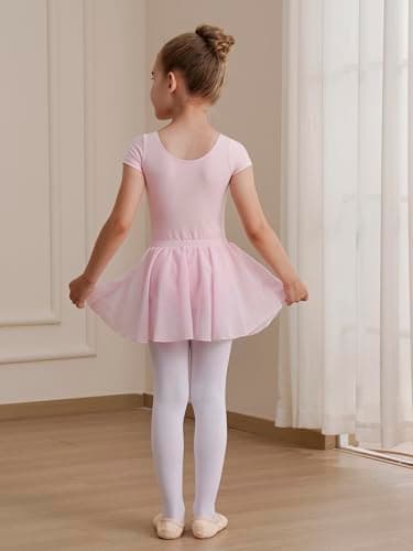WEGETIT Leotard Girls Gymnastics Toddler Dance Ballet Pink Leotard Dresses with Skirt (Pink,4-6Years) — view 3