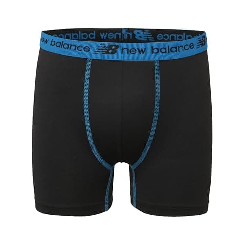 New Balance Boys and Toddler Boxer Briefs, Moisture Wicking Breathable Underwear, Tagless, Assorted (2 Performance/ 2 Mesh), Blue Oasis/Thirty Watt/Thunder/Black, Large — view 4