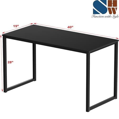 SHW Mission 40-Inch Home Office Computer Desk, 100 x 50 cm, Black — view 2