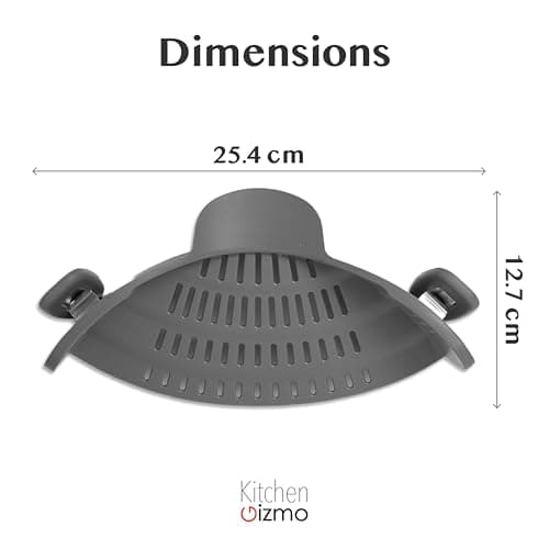 Original Kitchen Gizmo Strainer for Pots, Pans, and Bowls - Adjustable Silicone Clip on Colander - Snap N Strain Kitchen Gadget for Fruits, Veggies, Salads, Pasta, and More - Dishwasher Safe - Grey — view 3