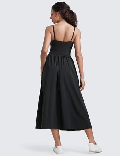 CRZ YOGA Square Neck Maxi Casual Dress Black Medium — view 2