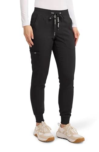Med Couture Scrub Pants for Women Jogger Pant with 5 Pockets, Lightweight, Ultra Soft, 2-Way Stretch Fabric - MC7710T, M Tall, Black — view 4