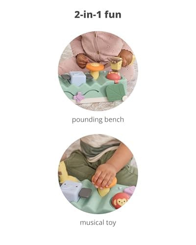 Skip Hop Tummy Time & Seated Play Cause & Effect Developmental Musical Baby Toy with 12 Animal Sounds, Lights, Music and 6 Activities, Geometric Wonders 2-in-1 Pounding Bench, Age 3m+ — view 2