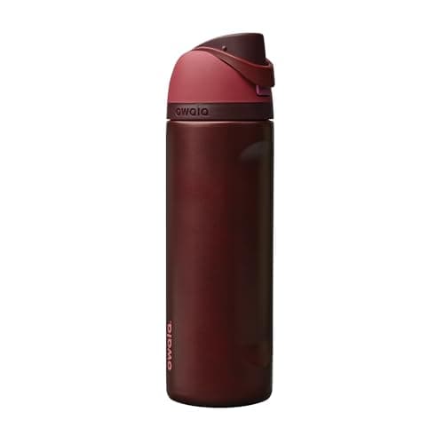 Owala FreeSip Insulated Stainless Steel Water Bottle with Straw, BPA-Free Sports Water Bottle, Great for Travel, 24 Oz, Black Cherry — view 3