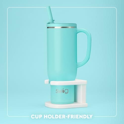 Swig Life 30oz Mega Mug, 30oz Tumbler with Handle and Straw, Large Insulated Tumblers, Cup Holder Friendly Travel Mug, Stainless Steel 30 oz Tumbler, Reusable Insulated Water Bottle (Hydrangeas) — view 5