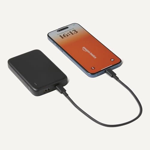 Amazon Basics Slim Portable Charger Power Bank with LED Display, 10,000 mAh, Black — view 2