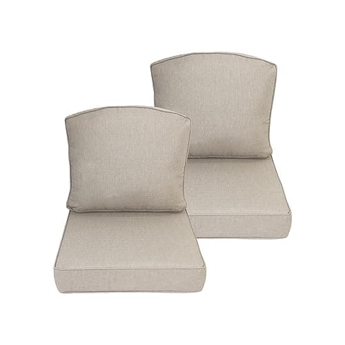 Goodgoods 24x24 inch Outdoor/Indoor Deep Seat Patio Cushions Set of 2 Resilient Foam Filling Water Repellent Stain-Resistant UV Resistant Weather Resistant Deep Seat Bottom Putty