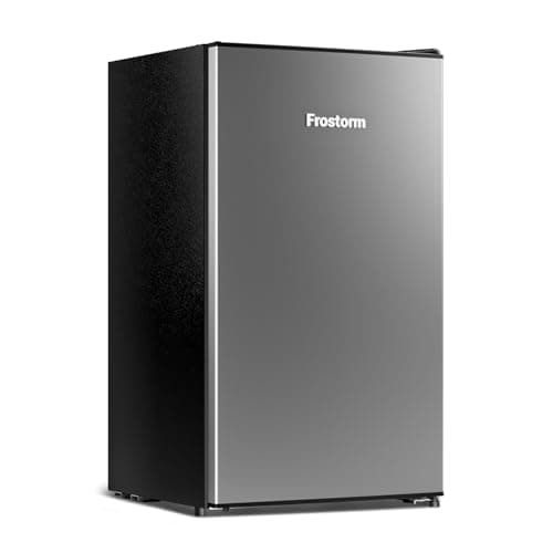 Frostorm 3.2 Cu Ft Mini Fridge with Freezer - Energy Efficient, Large Capacity Single Door Upright Freezer for Bedroom, Office & Dorm | Small Fridge, Reversible Door, ETL Certified(Silver)