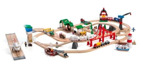 BRIO World Railway World Deluxe Set - 106-Piece FSC-Certified Wood and Accessory Train Set - Works with All Wooden Train Sets - Includes Tracks, Vehicles, Bridge & More - Kids Ages 3 & Up — view 2