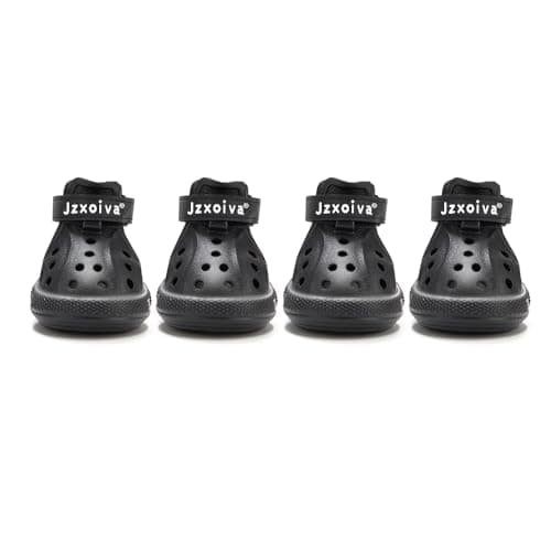 JZXOIVA Dog Shoes for Hot Pavement, Dog Booties for Small Dogs, Breathable Dog Boots & Paw Protectors, Adjustable Non-Slip Rain Booties, Waterproof Pets Sandals for Beach Black Size 3