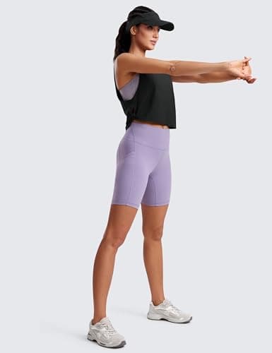 CRZ YOGA Pima Cotton Cropped Tank Tops for Women - Sleeveless Sports Shirts Athletic Yoga Running Gym Workout Crop Tops Black Small — view 4