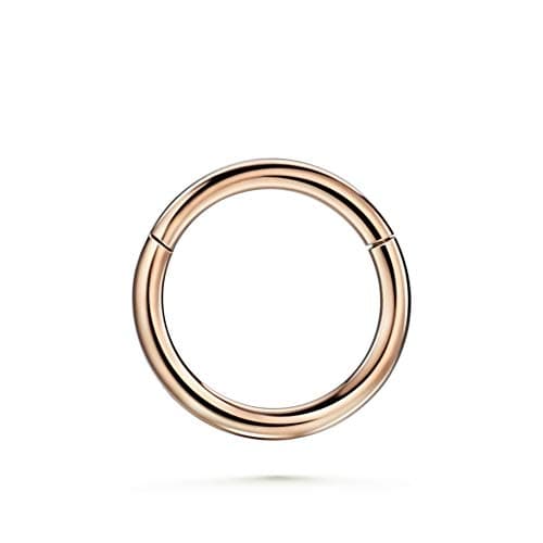 JOFUKIN Gold Plated Silver Black Nose Ring Earrings Hoop, Clicker Septum — view 2