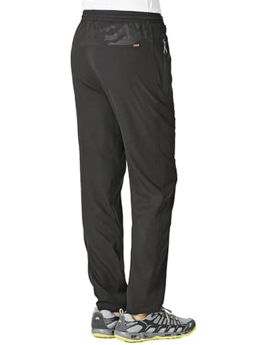 JHMORP Men's Stretch Athletic Workout Pants Sweatpants Lightweight Quick Dry Outdoor Hiking Track Casual Pants with Zipper Pockets (Black,CA M) — view 2