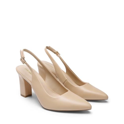 DREAM PAIRS Womens Slingback High Chunky Heels Pumps,Nude,7.5 — view 4