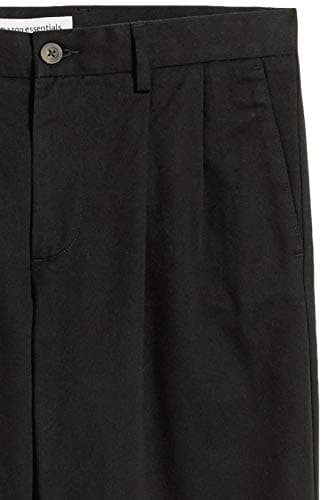 Amazon Essentials Men's Classic-Fit Wrinkle-Resistant Pleated Chino Pant, True Black, 36W x 30L — view 7