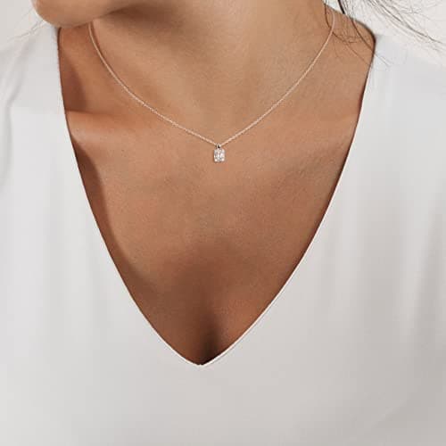 Tewiky Necklace for Women, Sterling Silver Plated Pendant Necklaces Dainty Small Cute Necklaces Aesthetic Simple Pendant Necklace Jewelry for Women — view 3