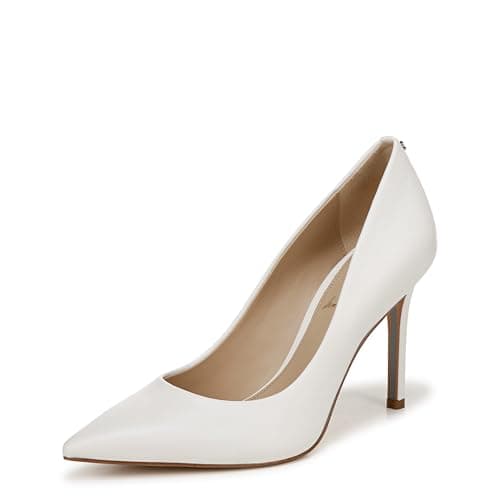 Sam Edelman Women's Hazel Pump, Bright White Leather, 7 Medium US, Bright White, 7