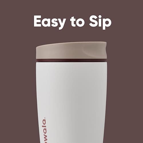 Owala SmoothSip Slider Insulated Stainless Steel Coffee Tumbler, Reusable Iced Coffee Cup, Hot Coffee Travel Mug, BPA Free 12 oz, Vanilla Bean