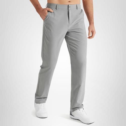 Libin Mens Golf Pants Stretch Work Dress Pants 30" Quick Dry Lightweight Business Casual Pant for Men Comfy Water Resistant, Light Grey, 28W x 30L — view 7